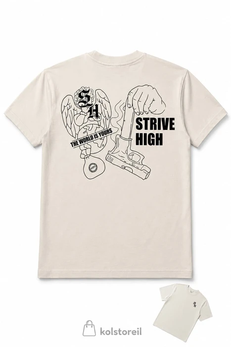 חולצת WORLD לבנה STRIVE HIGH