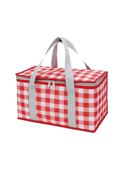 צידנית פיקניק משובצת אדום 14 ליטר