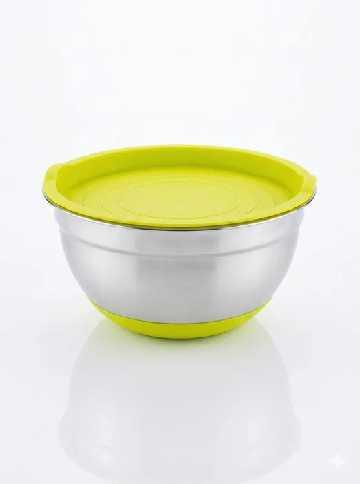 קערת ערבוב נירוסטה עם מכסה 22 ס"מ