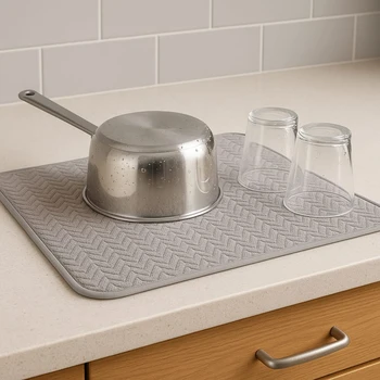 משטח מיקרופייבר גדול לייבוש כלים אפור B8F