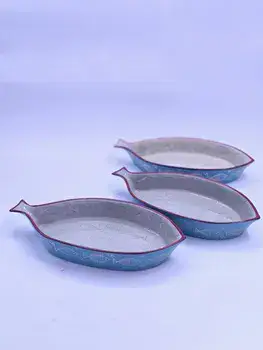 סט 3 קערות הגשה בצורת דג מקרמיקה