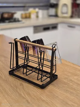 מתקן דקורטיבי לייבוש כוסות משולב עץ