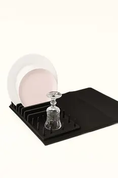 משטח כולל מתקן לייבוש כלים שחור/אפור