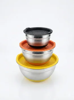 סט 3 קערות ערבוב נירוסטה עם מכסה